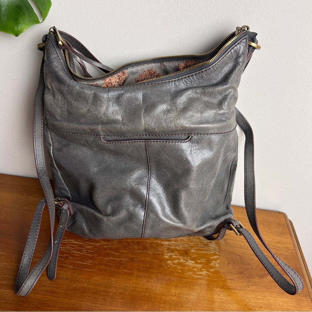 HOBO Merrin Grey Aged Stone Leather Convertible Backpack Bag